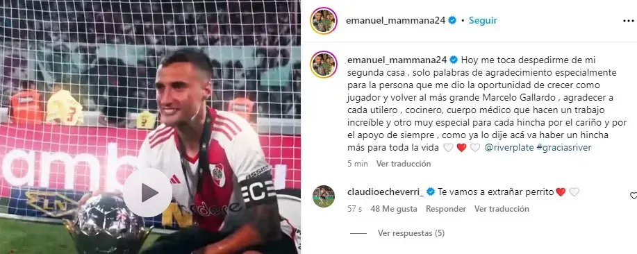 La despedida de Mammana de River.