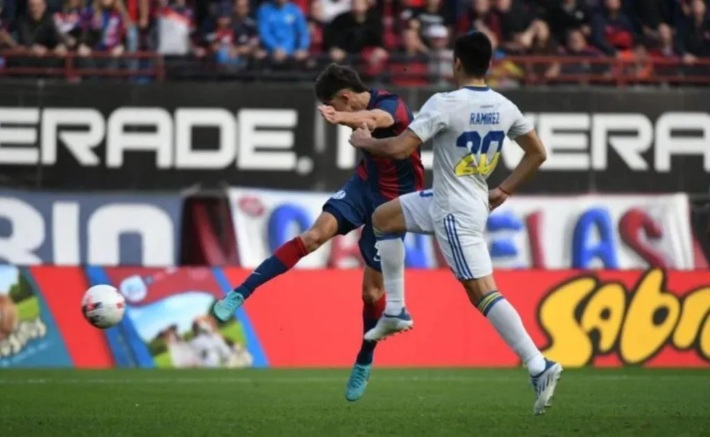 Agustín Giay y su gol a Boca, en julio de 2022. (Foto: Twitter San Lorenzo).