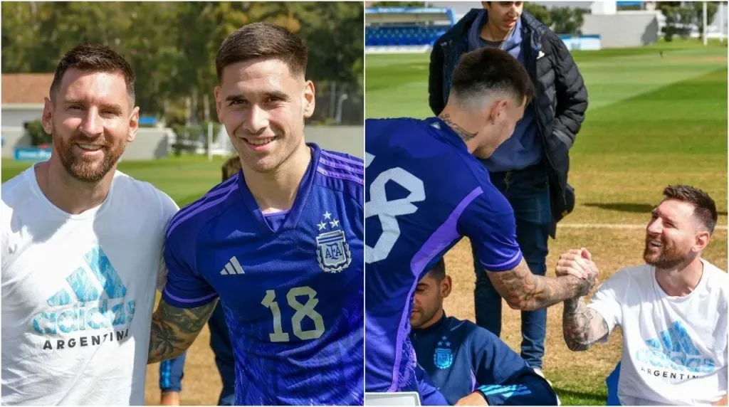 Villagra junto a Messi en el predio de la AFA.