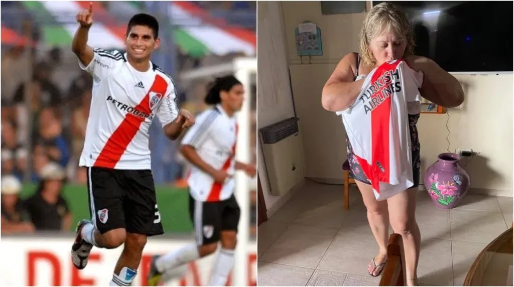Cristian “Kity” Villagra y Zulema Ferreira, la mamá de los hermanos Villagra, fanática de River (Foto: LPM y Facebook/ zulema.ferreira.1)