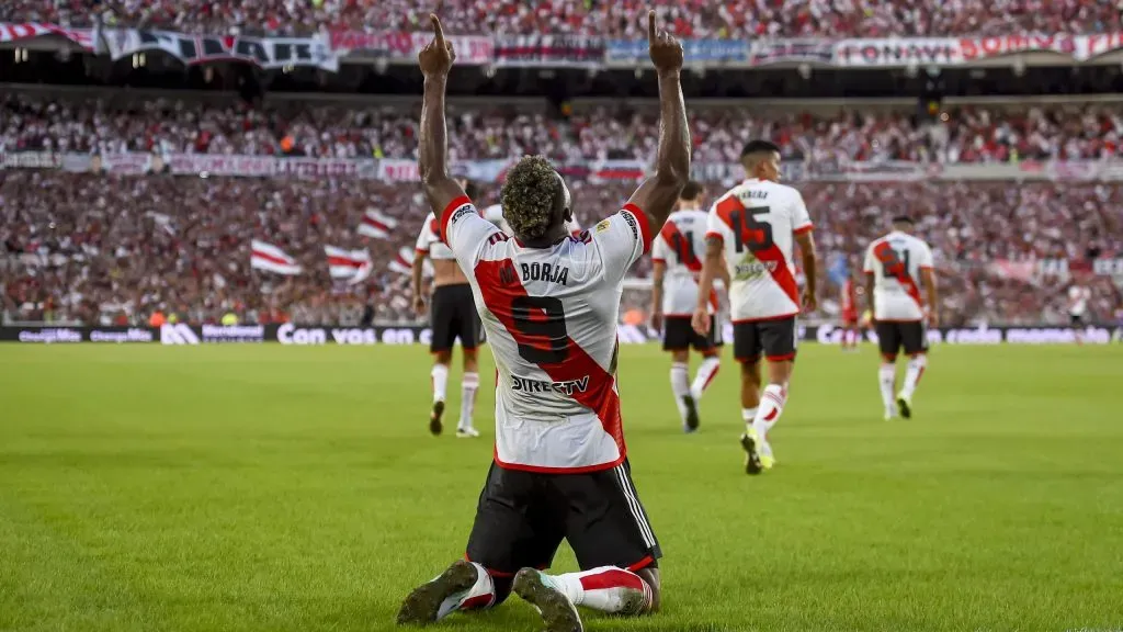 Borja celebra su gol en la primera fecha de la Copa de la Liga.