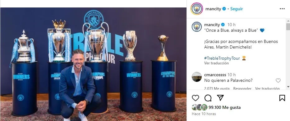 La publicación que hizo el Manchester City.