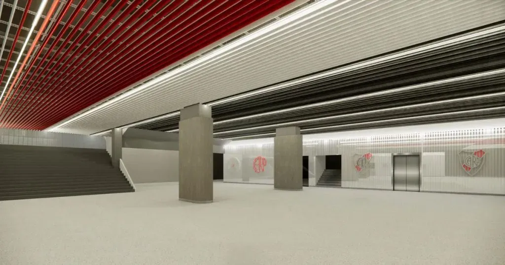 El nuevo “Hall de los Escudos”, en el acceso a la platea San Martín (Foto: Prensa River)
