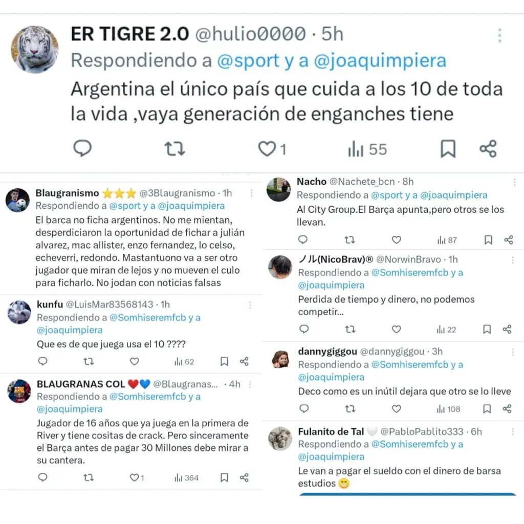 La voz de los hinchas de River sobre Mastantuono. (Foto: X).