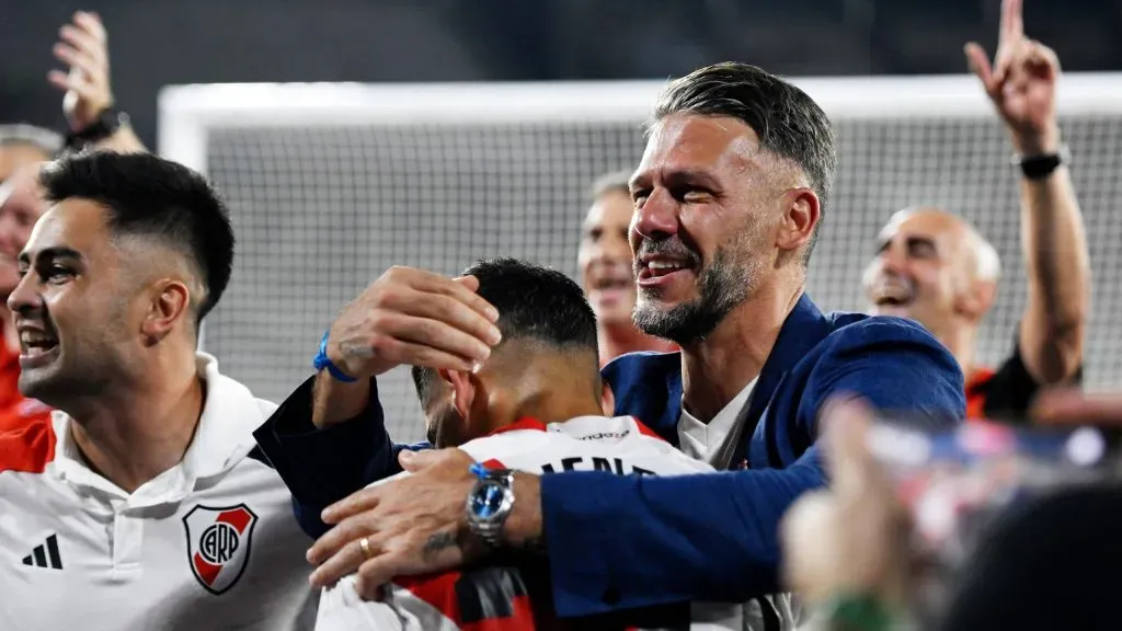 Demichelis, visiblemente emocionado en los festejos. (LPM)