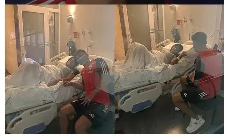 Tras el partido de River ante Gimnasia en el que fue figura, el Diablito Echeverri fue a ver a su mamá a la clínica donde está internada (FOTO: Instagram/@meliifdz_)