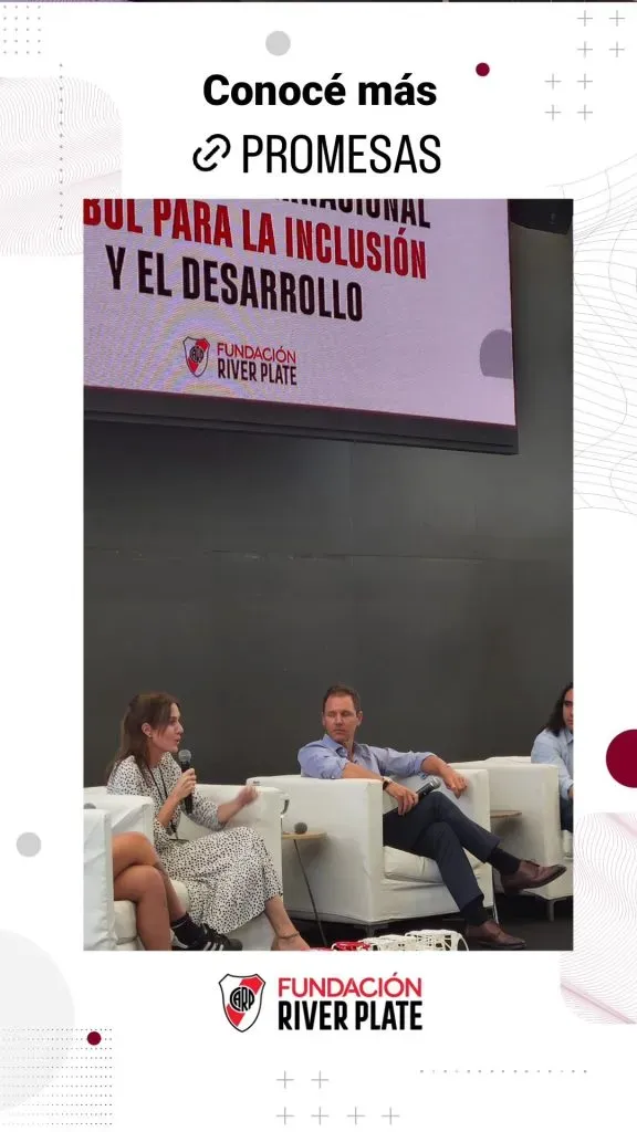 Clara D’Onofrio, presidenta de la Fundación River, y Jorge Brito, presidente del club (FOTO: @fundacionriver)