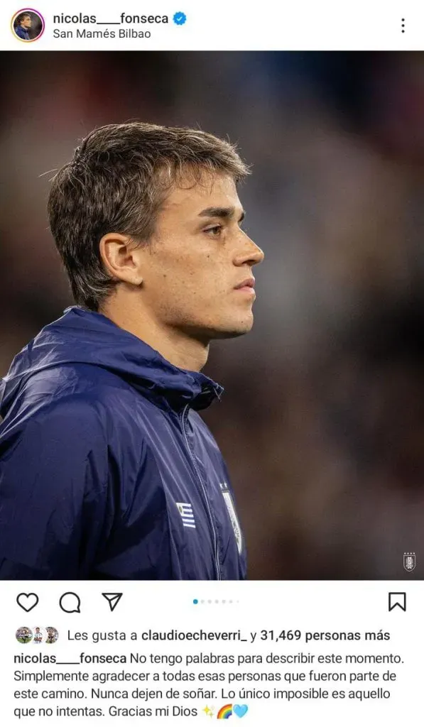 Nicolás Fonseca fue titular con Uruguay
