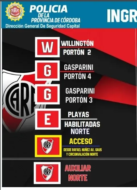 Los portones de acceso para River. (Foto: AFA).