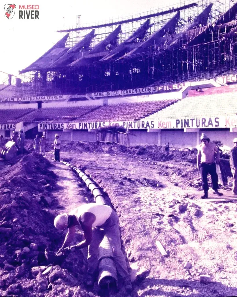 Las obras en el Monumental de cara al Mundial de 1978 (Foto: Museo River)