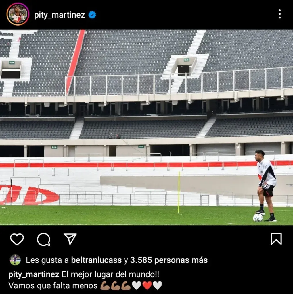 El mensaje del Pity Martínez en sus redes.
