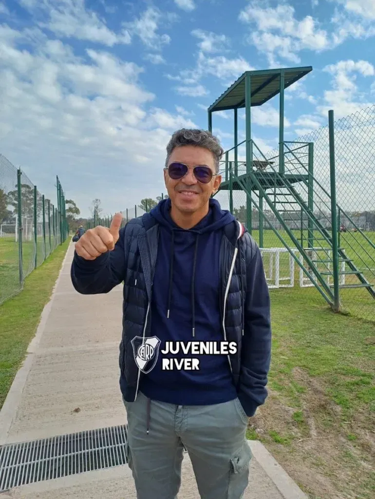 Gallardo aprovechó su descanso para ir a ver a su hijo Santino (Foto Juveniles River)