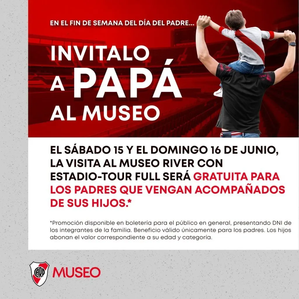 La invitación del Museo River para celebrar el Día del Padre.