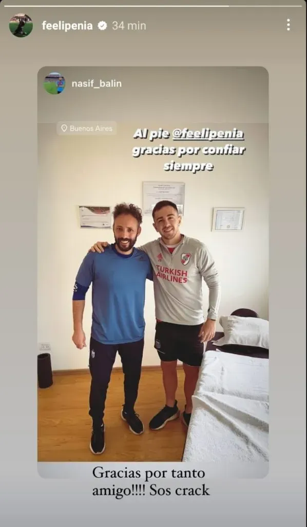 La foto de Felipe Peña Biafore con los colores de River (Foto: Instagram).
