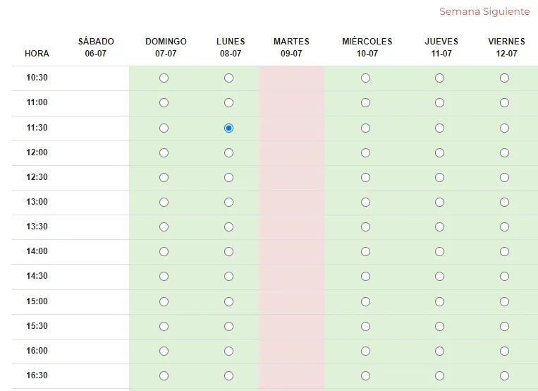 Luego de seleccionar el paquete que deseás y la cantidad de entradas, deberás seleccionar el horario en el que vas a asistir al Museo.