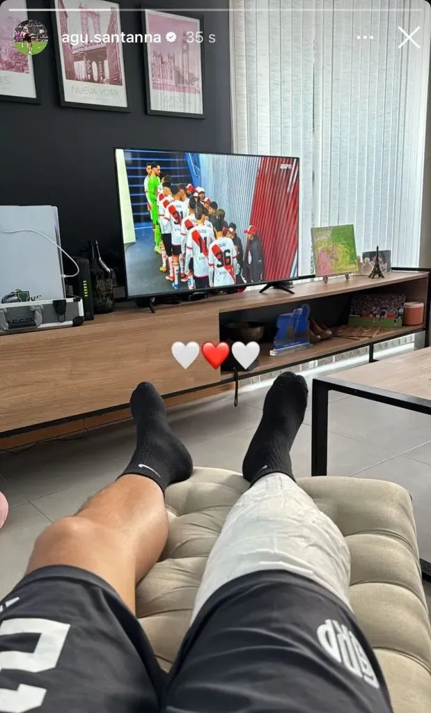 Sant’Anna alentando a River desde su casa (Captura Instagram).