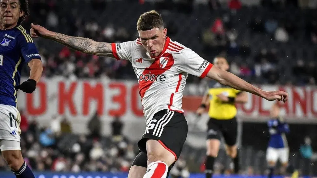 Carboni disputó sus primeros minutos en River durante el amistoso ante Millonarios a mediados de julio.