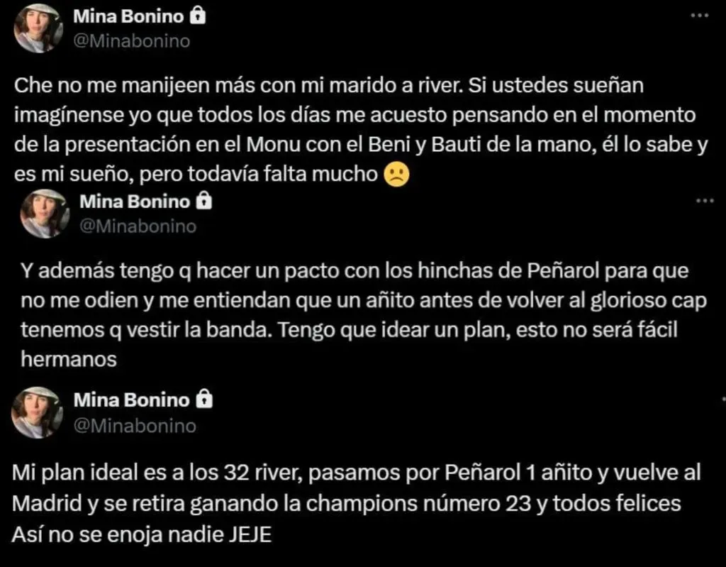Los tuits de Mina Bonino sobre la chance de Valverde a River.