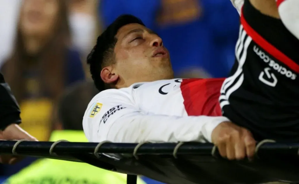 Rodrigo Aliendro sufrió una fractura ante Boca en 2022, la peor de sus lesiones hasta el momento.