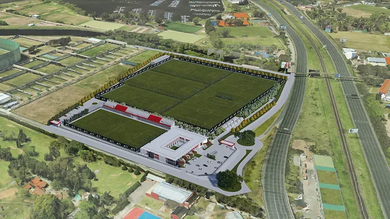 Render del nuevo predio de fútbol formativo (Foto Prensa River).