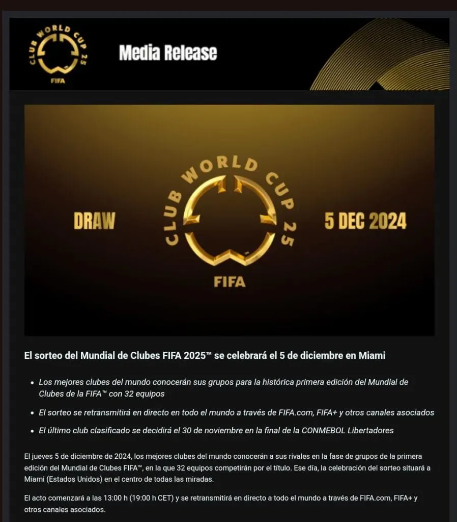 Sorteo del Mundial de Clubes 2025 cuándo es, clubes participantes