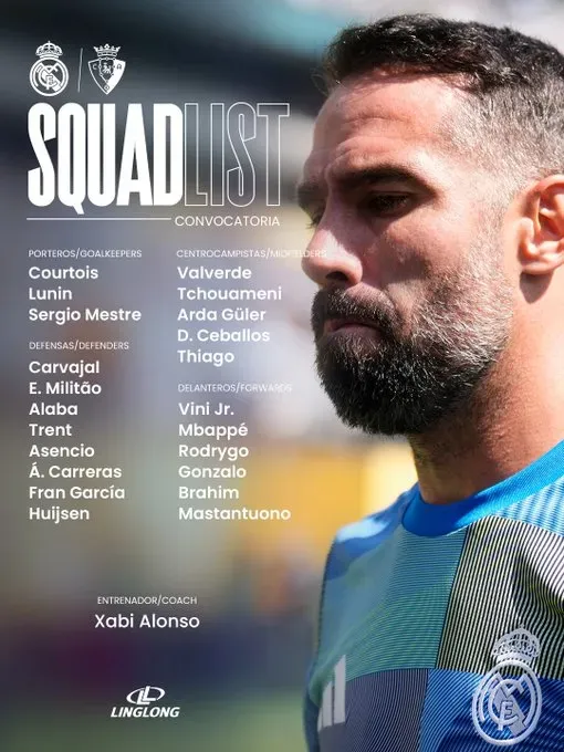 Mastantuono, entre los convocados del Real Madrid para el primer partido en La Liga.