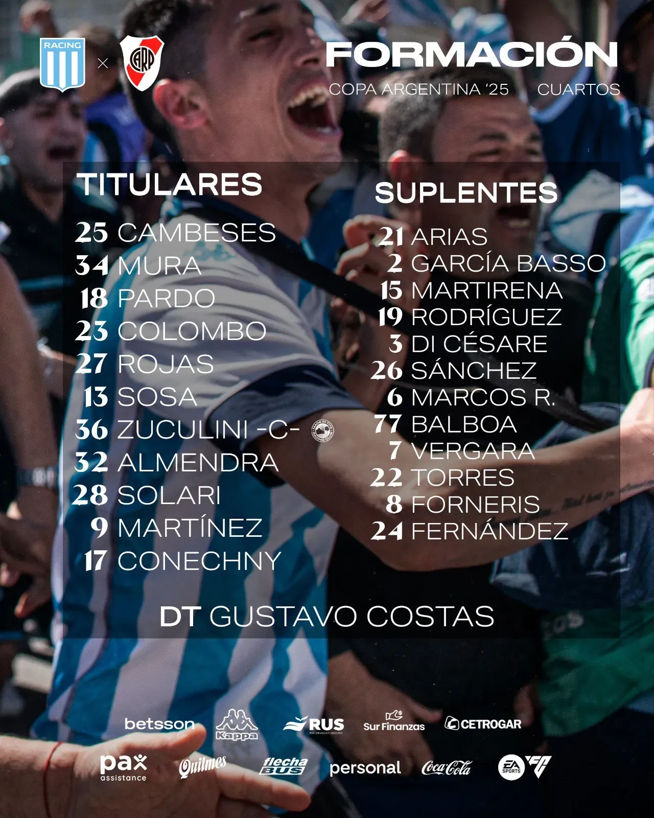 El 11 de Racing.