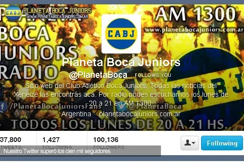 twitter cien mil seguidores boca boca