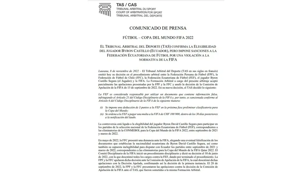 El último fallo del TAS