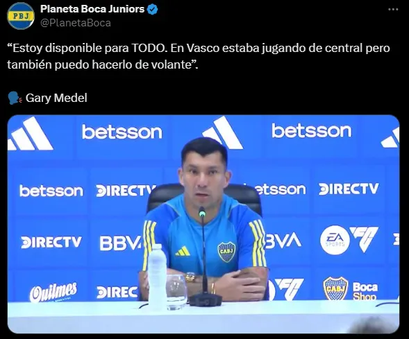 Medel fue presentado en Boca. (Captura)
