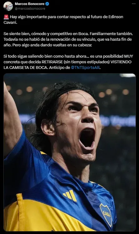 Cavani piensa en su futuro. (Captura)