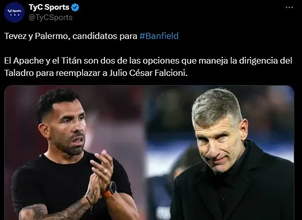 Palermo y Tevez, en carpeta de Banfield. (Captura)