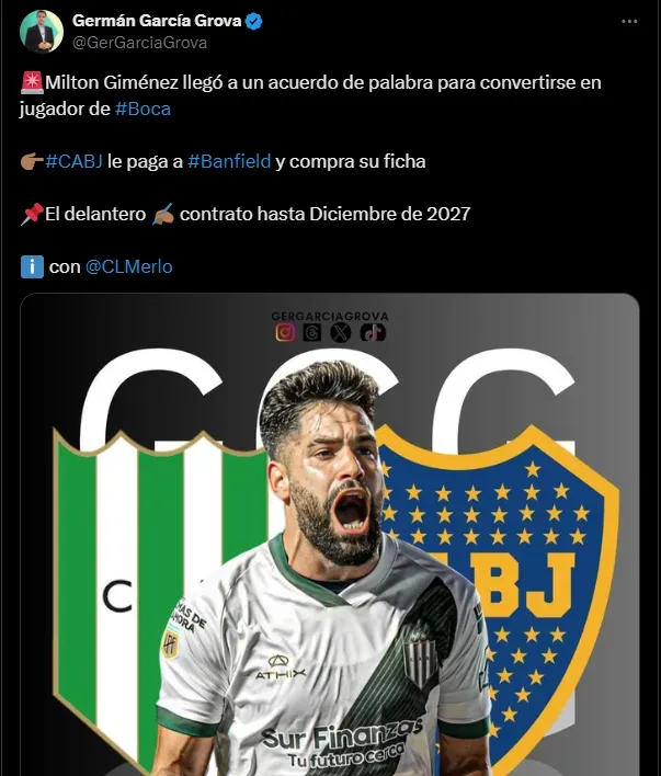 Giménez jugará en Boca. (Captura)