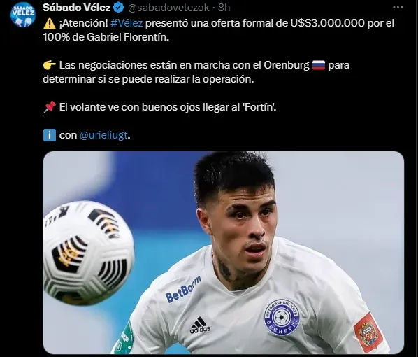 Vélez quiere a Florentín. (Captura)