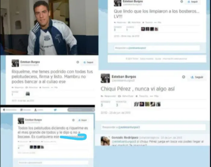 Los tuits de Esteban Burgos contra Boca.