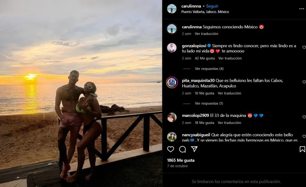 La esposa de Gonzalo Piovi, en Instagram.