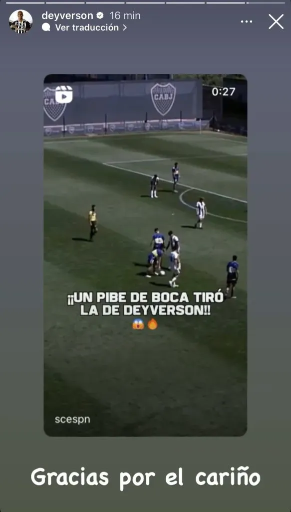 El mensaje de Deyverson por la acción del futbolista de la séptima división de Boca.