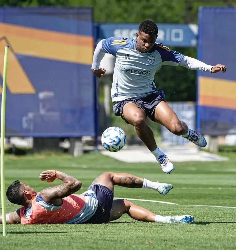Fabra, en el entrenamiento de Boca. (javierphotogamma)