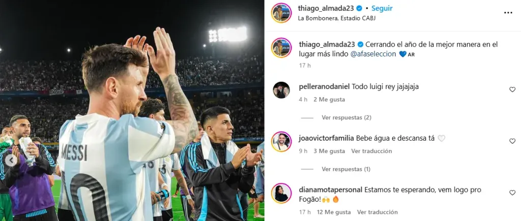 El posteo de Almada en Instagram.