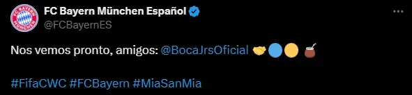 El mensaje de Bayern Múnich a Boca. (Captura)