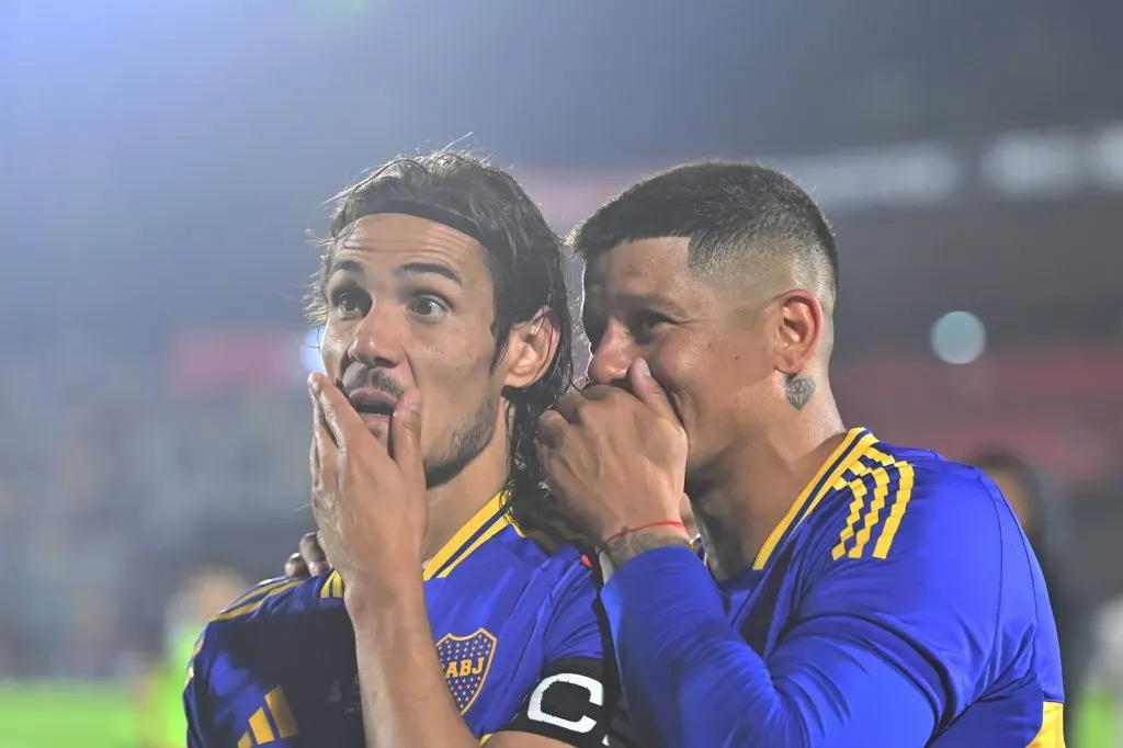 Edinson Cavani y Marcos Rojo en Boca (Getty Images)
