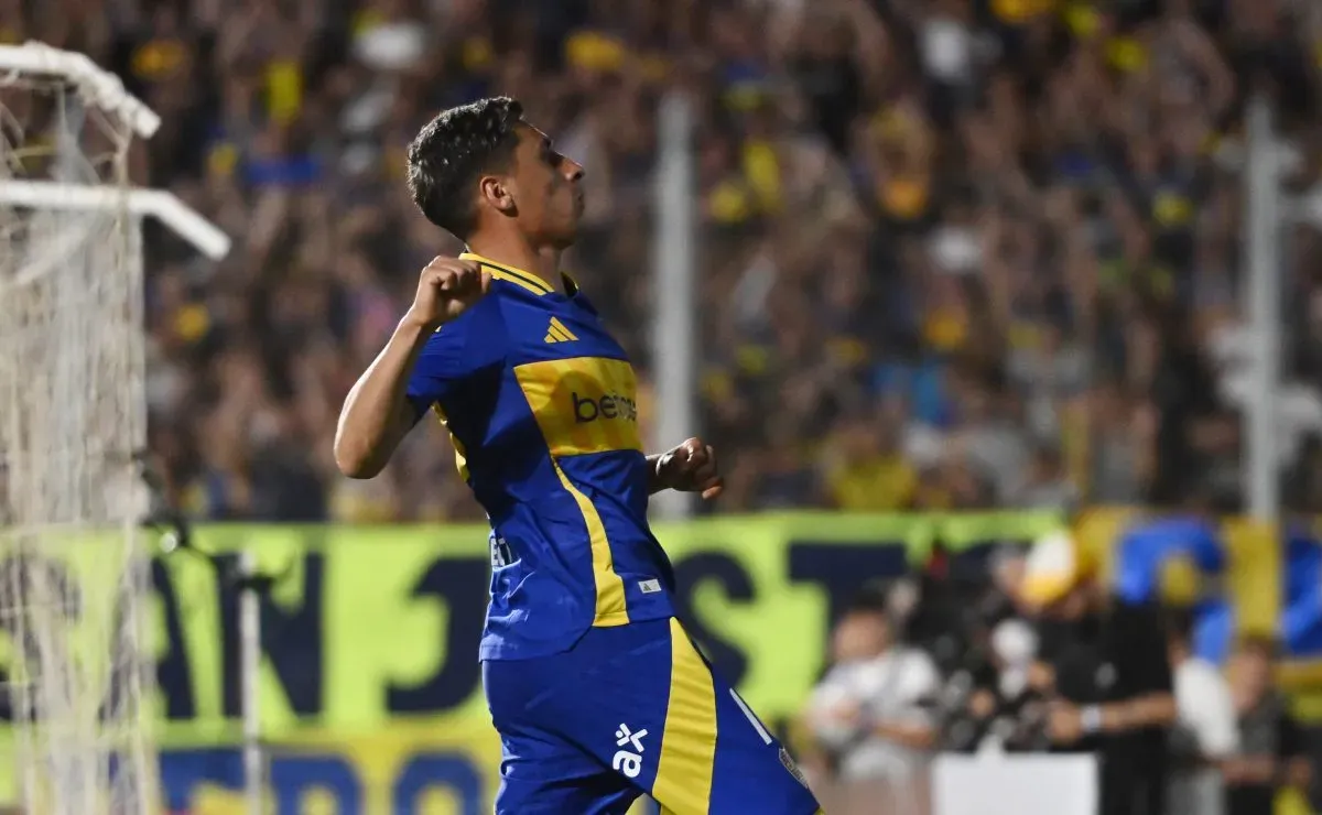 Miguel Merentiel, el autor del último gol de Boca ante Juventude.
