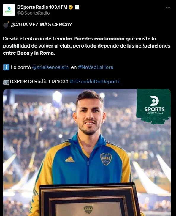 Boca acelera por Paredes. (Captura)