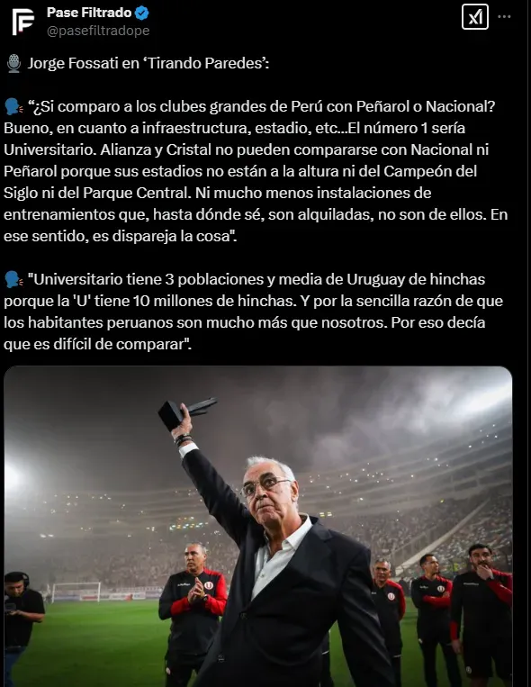 Fossati y una inesperada declaración sobre Alianza Lima. (Captura)