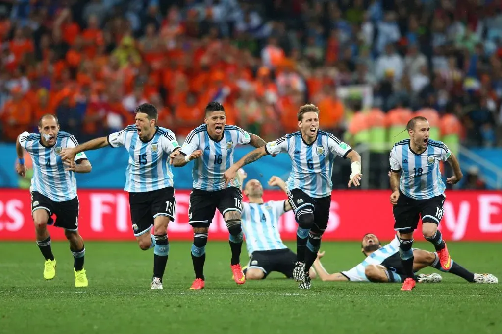 Marcos Rojo en la tanda de penales de Argentina vs. Holanda en Brasil 2014 (Getty Images)
