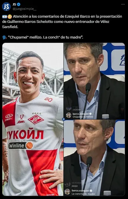 Los insultos de Barco a Guillermo Barros Schelotto.
