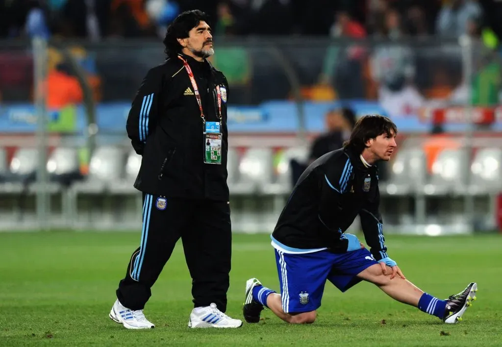 Diego Armando Maradona y Lionel Messi en la Selección Argentina (Getty Images)