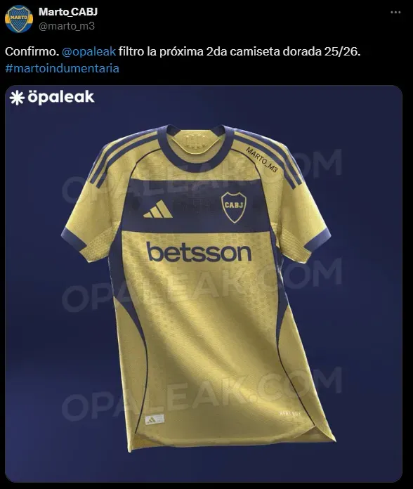 La camiseta suplente que se viene en Boca. (Captura)