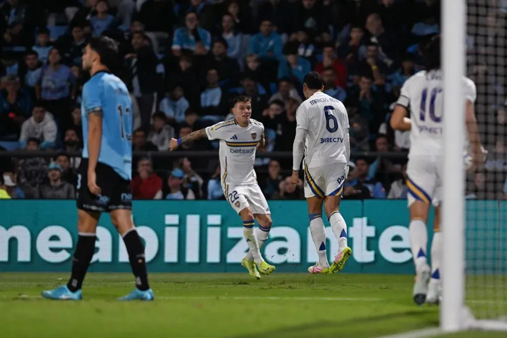 El festejo de gol de Boca entre Rojo y Zenón (Getty Images)