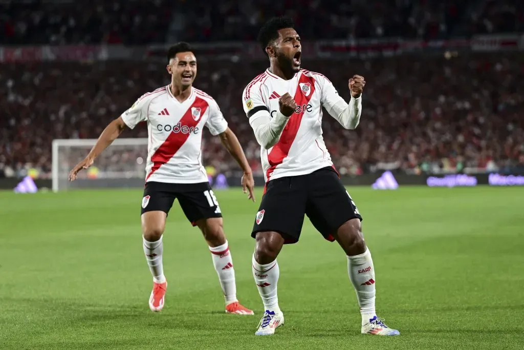 Miguel Borja y Gonzalo Martínez en River (Getty Images)
